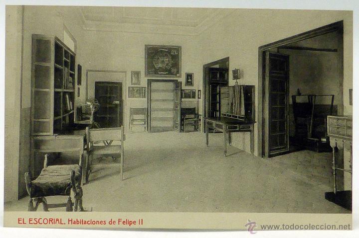 Postales: Postal El Escorial Monasterio Habitaciones Felipe II Fototipia Thomas sin circular