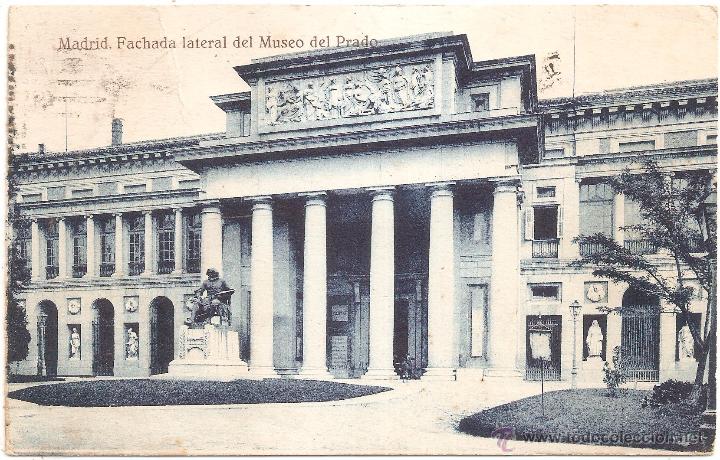 Postales: Madrid Fachada lateral del Museo del Prado 1930