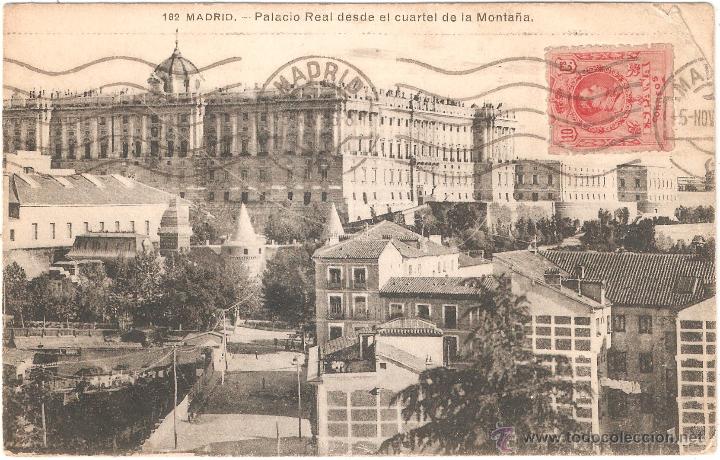 Postais: MADRID PALACIO REAL DESDE EL CUARTEL DE LA MONTA&Ntilde;A 1912