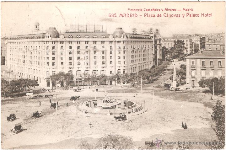 Cartoline: MADRID PLAZA DE C&Aacute;NOVAS Y PALACE HOTEL 1914