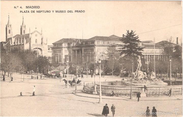 Postales: MADRID PLAZA DE NEPTUNO Y MUSEO DEL PRADO
