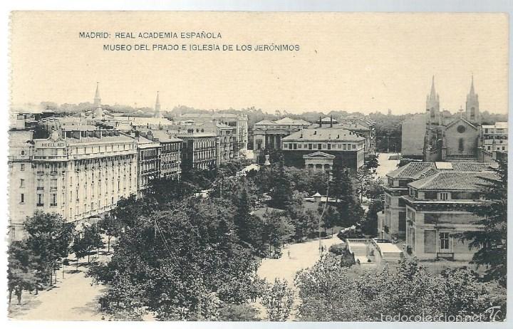 Postales: POSTAL ANTIGUA DEL MUSEO DEL PRADO REAL ACADEMIA e IGLESIA DE LOS JERONIMOS SIN CIRCULAR