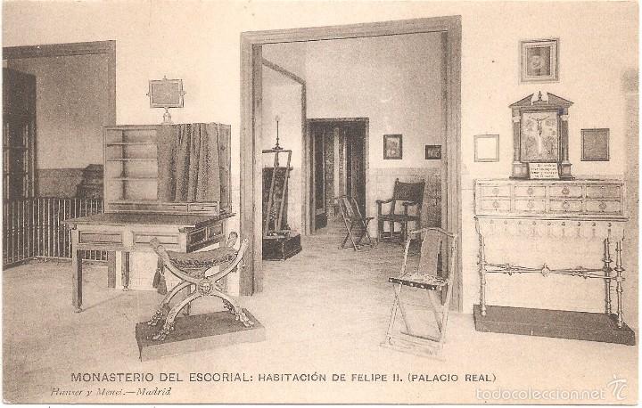 Postales: MONASTERIO DEL ESCORIAL HABITACI&Oacute;N DE FELIPE II PALACIO REAL