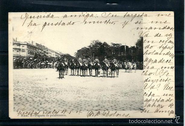 Postales: EXTRAORDINARIA POSTAL ANTIGUA N&ordm; 8 - PIQUETE DE PALAFRENEROS- FIESTAS REALES - S/dividir -DE 1902