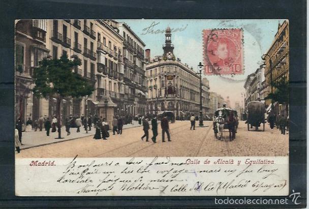 Postkarten: EXTRAORDINARIA POSTAL ANTIGUA - MADRID- CALLE ALCALA Y LA EQUITATIVA - S/dividir -DE 1902