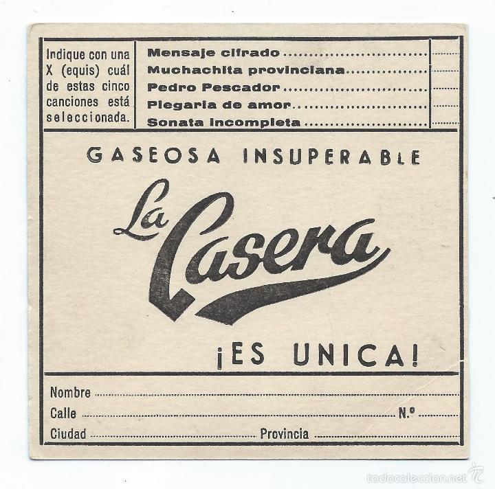 Postales: GASEOSA LA CASERA. 9,5 X 9,5 CM - Foto 2