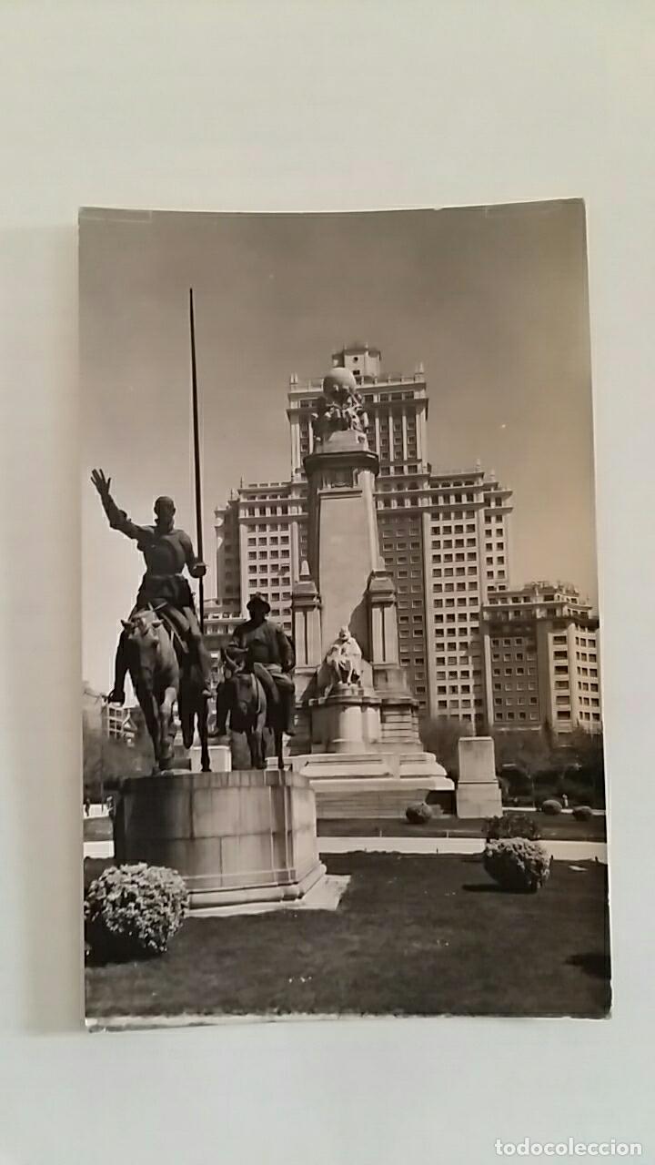 Postales: POSTAL. MONUMENTO A CERVANTES Y EDIFICIO ESPA&Ntilde;A. MADRID - Foto 1