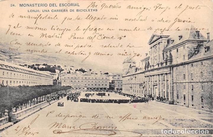 Postales: MONASTERIO DEL ESCORIAL- LONJA: UNA CARRERA DE BICICLETAS