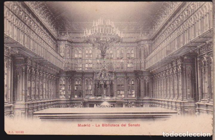 Postales: MADRID &middot;&middot;&middot;&middot;&middot;&middot; LA BIBLIOTECA DEL SENATO . - Foto 1