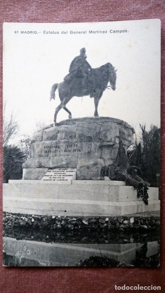 Postales: POSTAL MADRID -  ESTATUA DEL GENERAL MARTINEZ CAMPOS - Foto 1