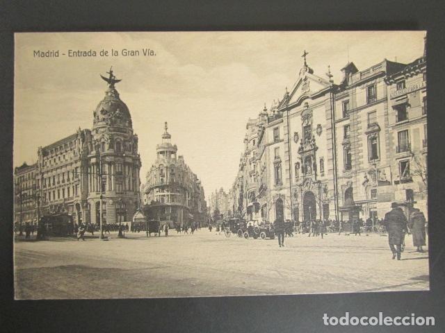 Postales: POSTAL MADRID. ENTRADA A LA GRAN V&Iacute;A. - Foto 1