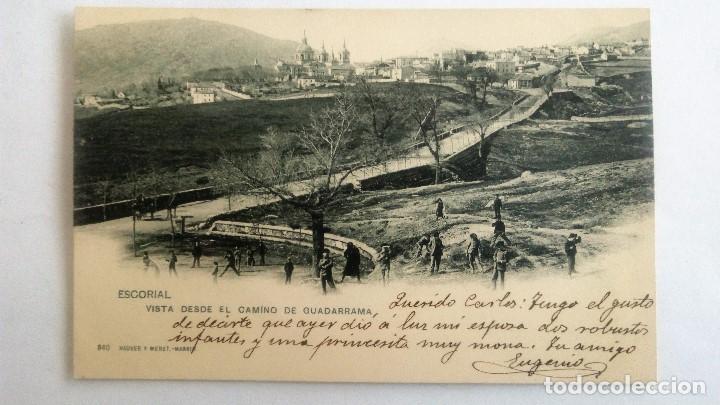 Postales: POSTAL ESCORIAL - VISTA DESDE EL CAMINO DE GUADARRAMA, FOTOTIPIA HAUSER Y MENET, N&ordm; 940