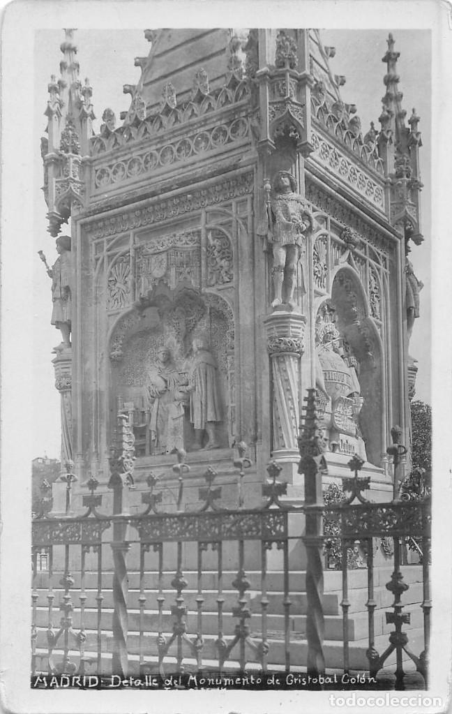 Postales: MADRID.- DETALLE DEL MONUMENTO DE CRISTOBAL COL&Oacute;N