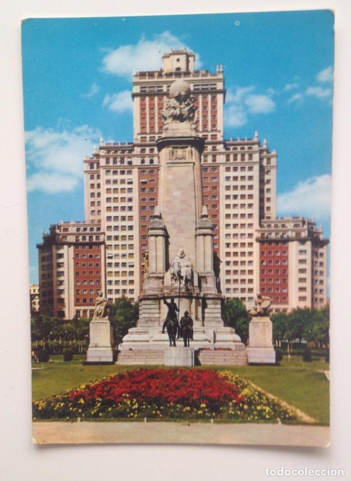 Postales: MADRID N&ordm; 2005 MONUMENTO A CERVANTES Y EDIFICIO ESPA&Ntilde;A/ - Foto 1