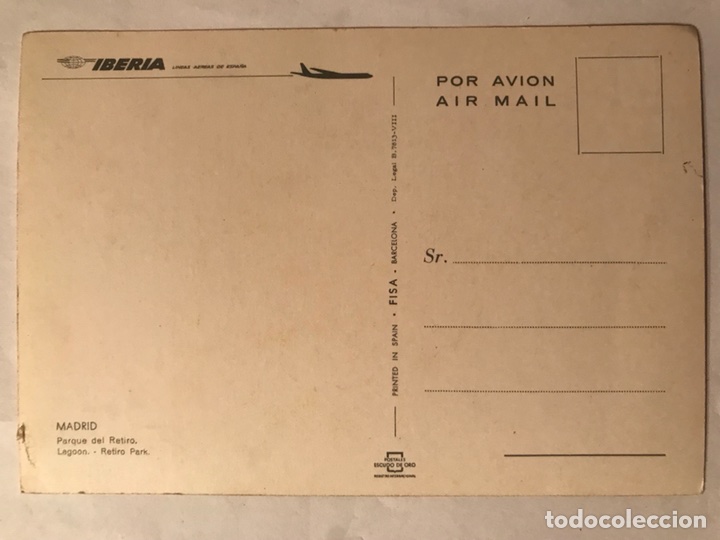Postales: MADRID Postal &ldquo;Parque del Retiro&rdquo; (h.1960?) - Foto 2