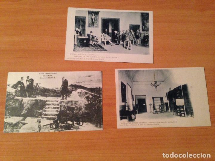 Postales: LOTE 3 ANTIGUA POSTAL EL ESCORIAL DIFERENTES FELIPE II. SIN CIRCULAR