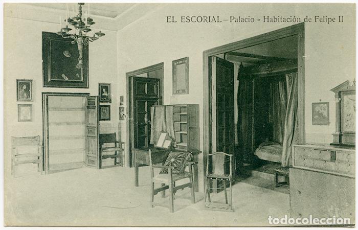 Postales: El Escorial - Palacio - Habitaci&oacute;n de Felipe II. Hijo de Nicol&aacute;s Serrano. Sin circular