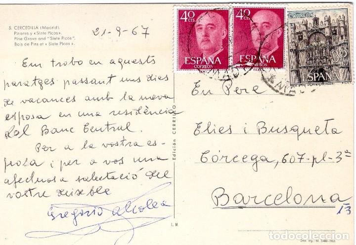Postales: CERCEDILLA MADRID A&ntilde;O 1967 - Foto 2