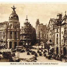 Postales: POSTAL MADRID CALLE DE ALCALÁ Y AVENIDA DEL CONDE DE PEÑALVER AÑO 1940. Lote 110028759