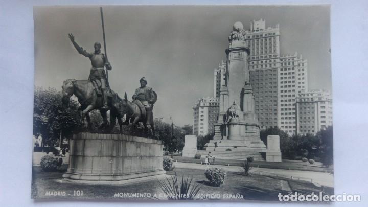 Postales: POSTAL MADRID, MONUMENTO A CERVANTES Y EDIFICIO ESPA&Ntilde;A, N&ordm; 101 - Foto 1