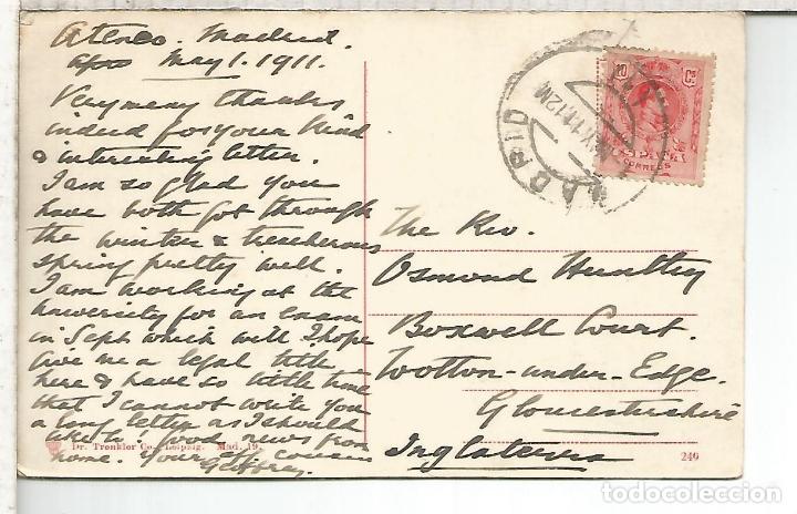 Postales: MADRID PALACIO REAL ESCRITA 1912 - Foto 2