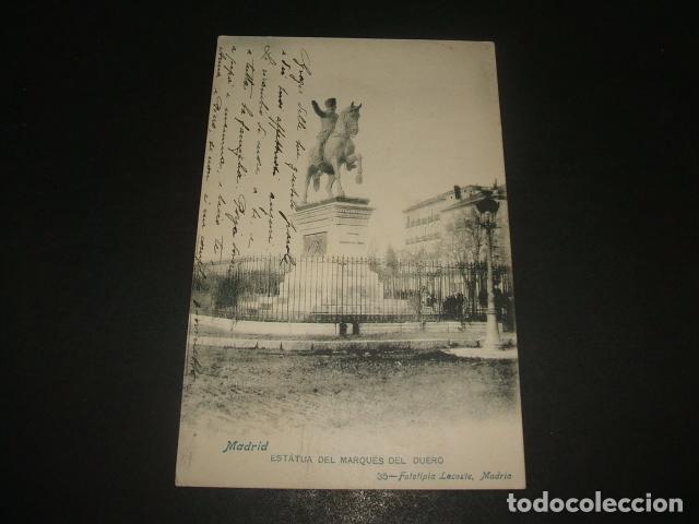 Postales: MADRID ESTATUA DEL MARQUES DEL DUERO - Foto 1