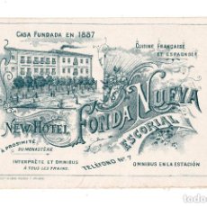 Postales: EL ESCORIAL (MADRID).- NEW HOTEL FONDA NUEVA. CASA FUNDADA EN 1887