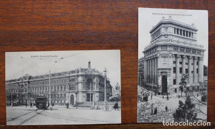 Postcards: 2 POSTALES MADRID- BANCO DE ESPA&Ntilde;A Y BANCO ESPA&Ntilde;OL DEL RIO DE LA PLATA-A&Ntilde;OS 20