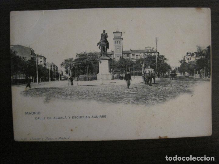 Postcards: MADRID-CALLE DE ALCALA Y ESCUELAS AGUIRRE-1136 HAUSER Y MENET-POSTAL ANTIGUA-(56.748)