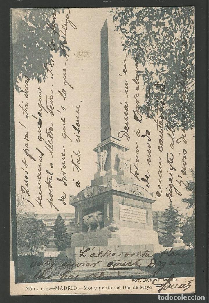 Postcards: MADRID-MONUMENTO DEL 2 DE MAYO-115-LAURENT-REVERSO SIN DIVIDIR-POSTAL ANTIGUA-(57.290)