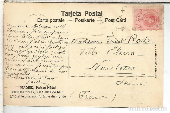 Postales: MADRID HOTEL PALACE - Foto 2
