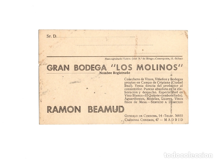 Postales: MADRID.- GRAN BODEGA LOS MOLINOS. - Foto 2