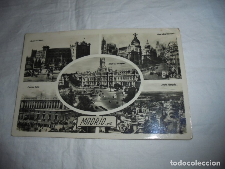 Postkarten: MADRID.-POSTAL CON CINCO VISTA .-PLAZA TOROS.-PALACIO REAL.-AVD JOSE ANTONIO.-VISTA PARCIAL.-CORREOS