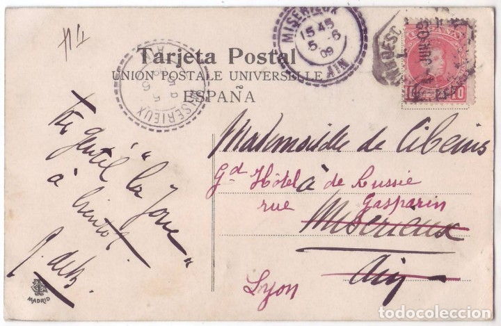 Postales: Madrid: Puerta del Sol. T.C. Circulada (1909) - Foto 2
