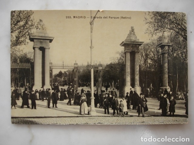 Postales: MADRID ENTRADA PARQUE DEL RETIRO S/C - Foto 1