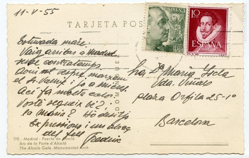 Postales: POSTAL DE MADRID (1955) CIRCULADA - Foto 2