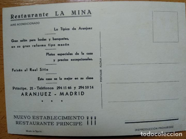 Postales: ARANJUEZ. RESTAURANTE LA MINA - Foto 2