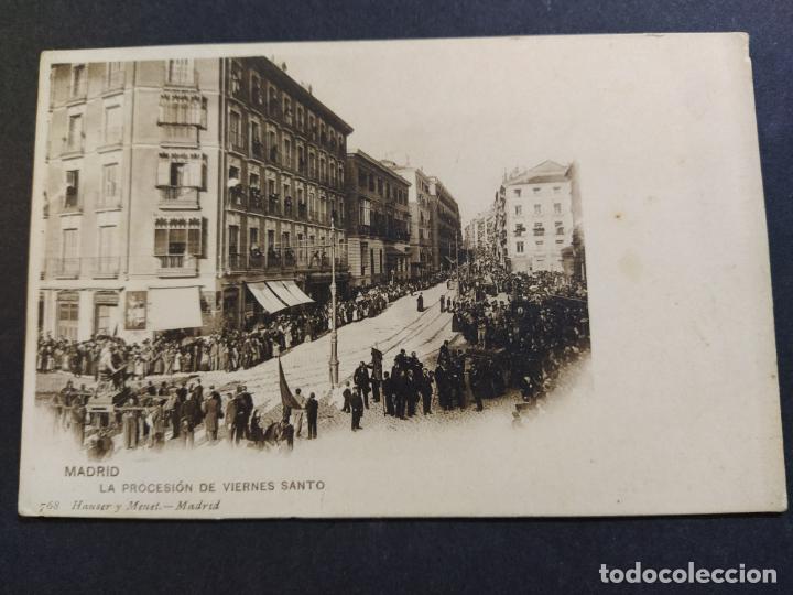 Postales: MADRID-PROCESION DE VIERNES SANTO-768-HAUSER Y MENET-REVERSO SIN DIVIDIR-POSTAL ANTIGUA-(65.866)