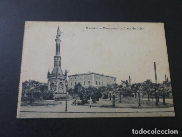 Postales: MADRID MONUMENTO Y PLAZA DE COLON - Foto 1