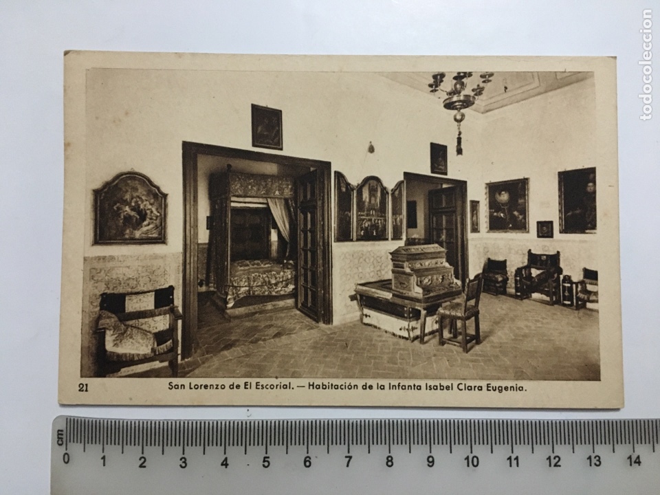 Postcards: POSTAL. S. LORENZO DEL ESCORIAL. HABITACION INFANTA ISABEL CLARA EUGENIA. GARC&Iacute;A GARRABELLA. H.1955.