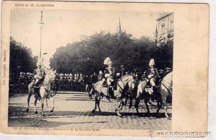 Postkarten: Serie B Olabarria. Revista militar. n&ordm; 5 Batidores de las Escolta Real. Fot Laurent.