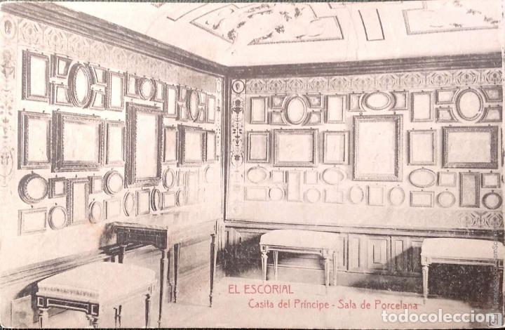 Postales: El Escorial. Casita del Pr&iacute;ncipe-Sala de Porcelana. Hijo Nicol&aacute;s Serrano. Nueva. Blanco/Negro