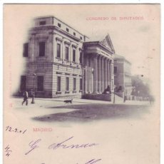 Postales: MADRID:CONGRESO DE DIPUTADOS. HAUSER Y MENET. SIN DIVIDIR. CIRCULADA (C.1898). Lote 202777583