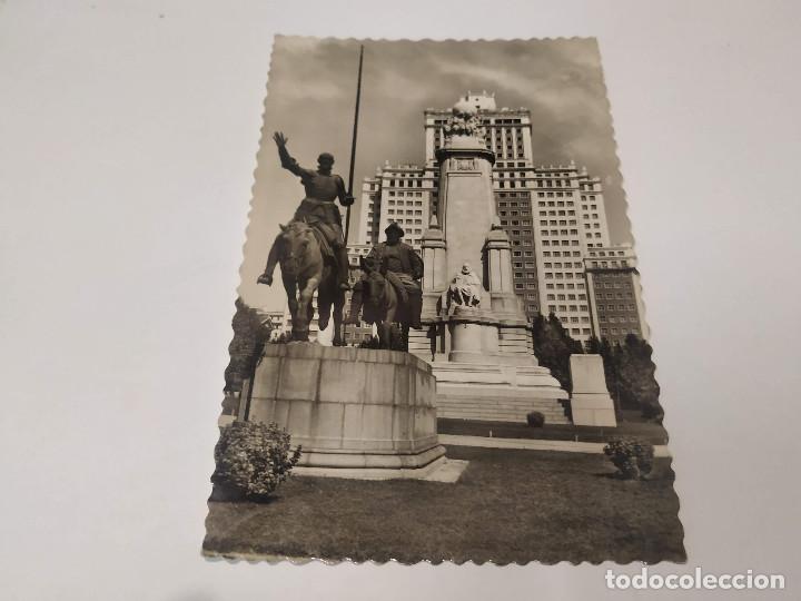 Postales: COMUNIDAD DE MADRID - POSTAL MADRID - MONUMENTO A CERVANTES Y EDIFICIO ESPA&Ntilde;A - Foto 1