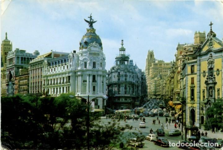 Cartes Postales: N&ordm; 130-MADRID. Avednida Jos&eacute; Antonio y Calle de Alcal&aacute;. Escrita en 1964. Ed. POSTALES CEME