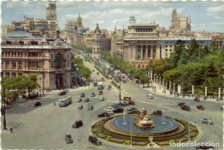 Cartoline: N&ordm; 1004-MADRID. Panor&aacute;mica de la Plaza de la Cibeles y calle. Escrita en 1959. Ed. GARC&Iacute;A GARRABELLA
