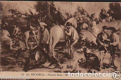 Postcards: POSTAL MONASTERIO ESCORIAL PALACIO REAL WOUWERMAN ESCENAS CAZA POSTCARD CC02894