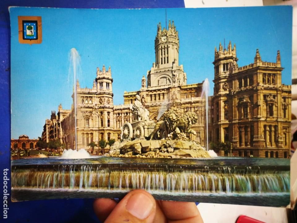 Cartes Postales: Postal M&aacute;drid La Cibeles y Palacio de Comunicaciones N 45 ESCUDO DE ORO 1970 escrita y sellada esqui