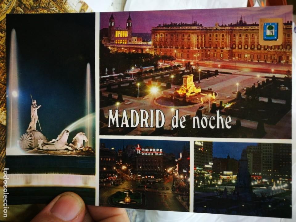 Postkarten: Postal M&aacute;drid de Noche Fuente de Neptuno Plaza Oriente Puerta del Sol Plaza de Espa&ntilde;a N 54 DOM&Iacute;NGUEZ