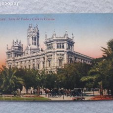 Postales: MADRID. SALÓN DEL PRADO Y CASA DE CORREOS. CARROS DE CABALLOS.. Lote 224128953